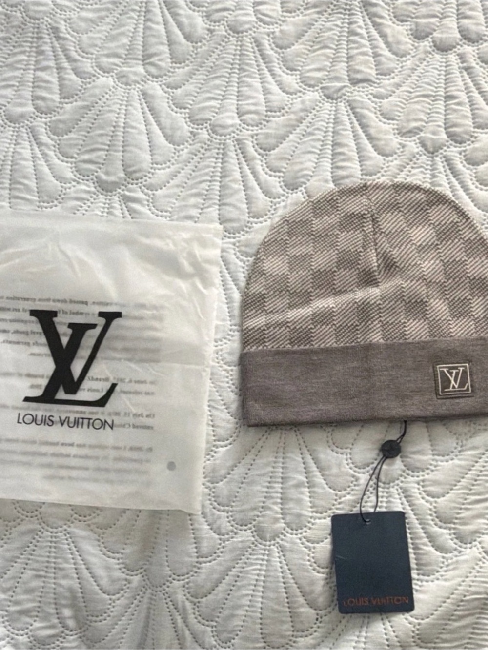 Louis Vuitton Men’s Taupe Monogram Knit Beanie